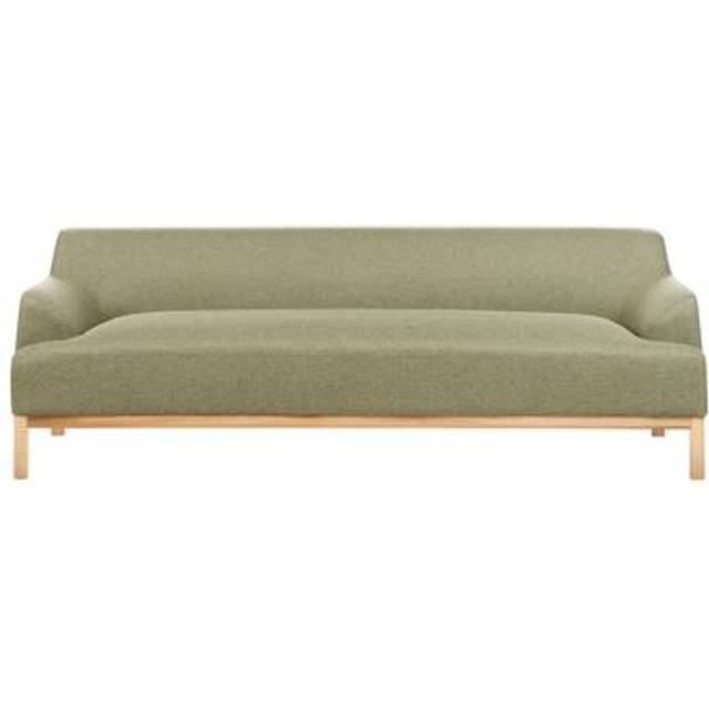 Stylish 3 Seater Sofa Polyester Fabric Wooden Legs Living Room Green Sosjo