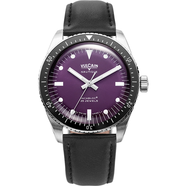 Vulcain Skindiver Nautique Salmon Black Leather Limited Edition Watch