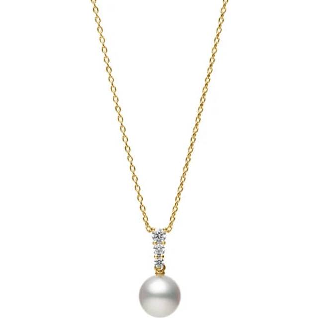Mikimoto 18ct Yellow Gold Akoya Pearl 0.13 ct Diamond Morning Dew Necklace