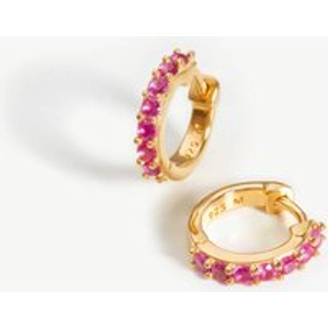 Classic Stone Huggies | 18ct Gold Vermeil/Pink Zirconia