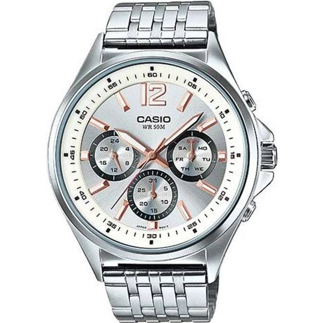 Casio Edifice Waterproof Quartz Analog Watch 'Silver Gold' - Free