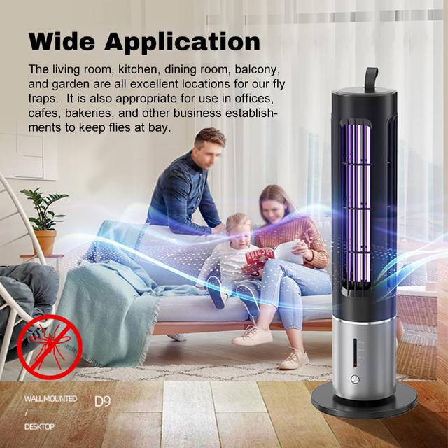 Dual Use Mosquito Killer with LED Light Rechargeable Bug Zapper with 3 Timing Portable Fly Traps svart