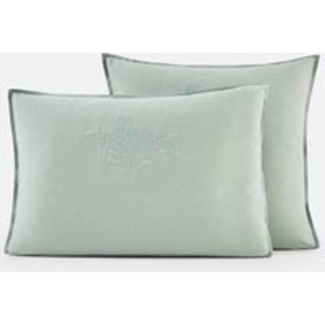 Scénario Embroidered 100% Washed Cotton Pillowcase - Sage - SQUARE (63X63cm)