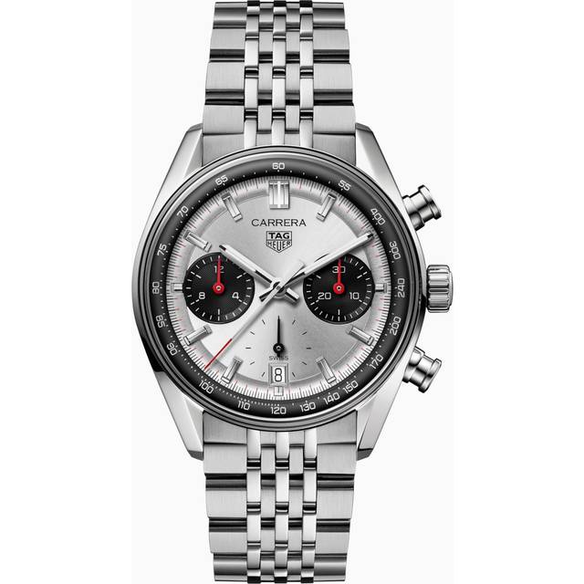 New - TAG Heuer Carrera Chronograph 39 mm Watch - White Dial - Steel Band and Case