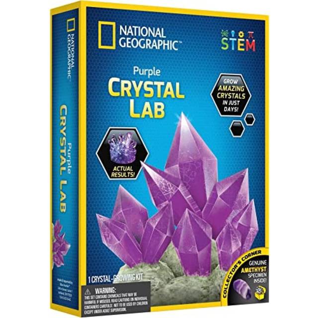 Crystal Growing Kit for Kids - Educational Science Kits for Kids Age 8+ with Dazzling Purple Crystals and Authentic Amethyst Specimen | STEM Gifts for