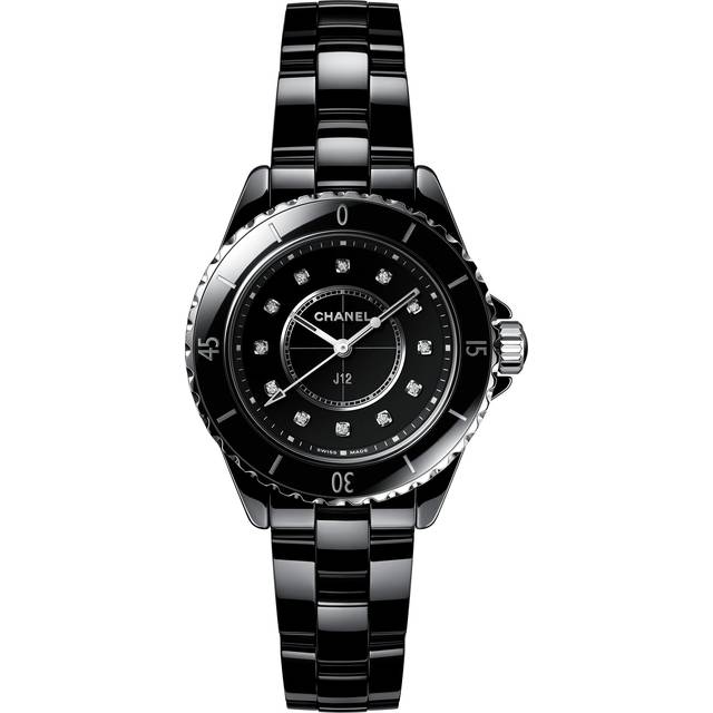 CHANEL J12 Black 33mm Ceramic Diamonds Quartz Watch