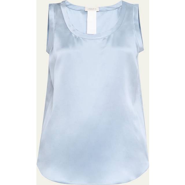 Perla Luxe Reversible Silk Charmeuse Shell - PAPER BLUE - Small
