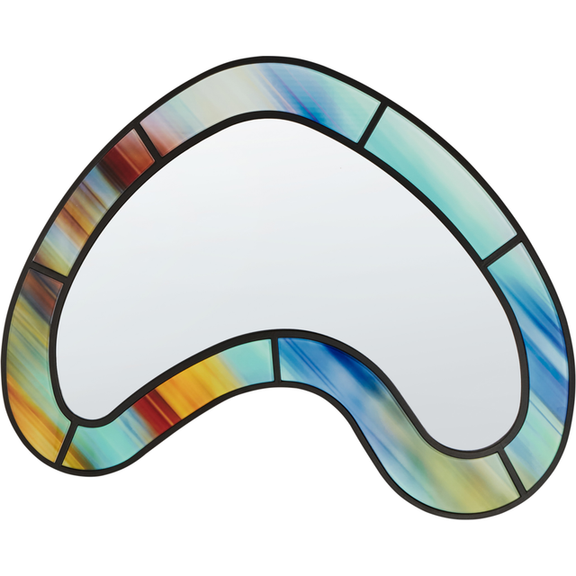 Modern Wall Mirror Irregular Shape Hooks Glass and mdf Multicolour Bouvron