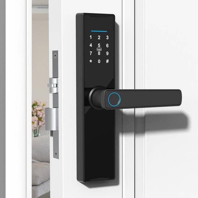 WiFi Smart Lock Keyless Entry Door Lock TY APP/Fingerprint/Password/Card/Mechanical Key 5 Unlocking black