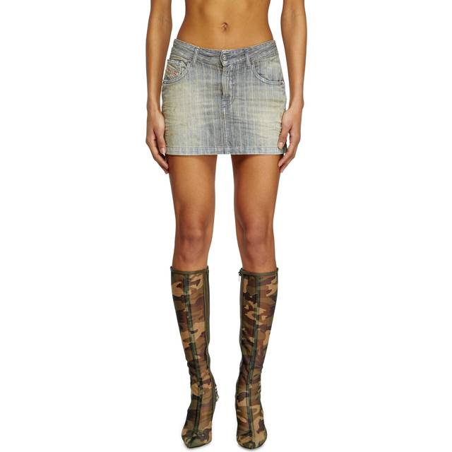 Diesel - Mini-jupe en denim indigo à rayures - Jupes - Femme - Bleu - 29