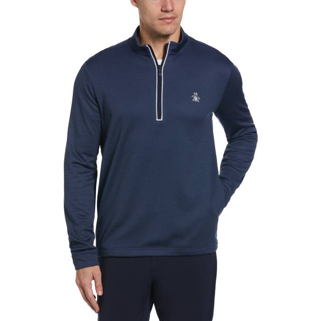 Original Penguin Men's 1/4 Zip Golf Pullover in Black Iris Bijou Heather Blue, Size XL, 100% Polyester (XL)