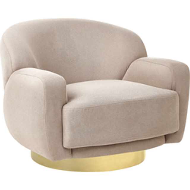 Armchair Curved Glam Art Deco Gold Base Taupe Fabric Lejre