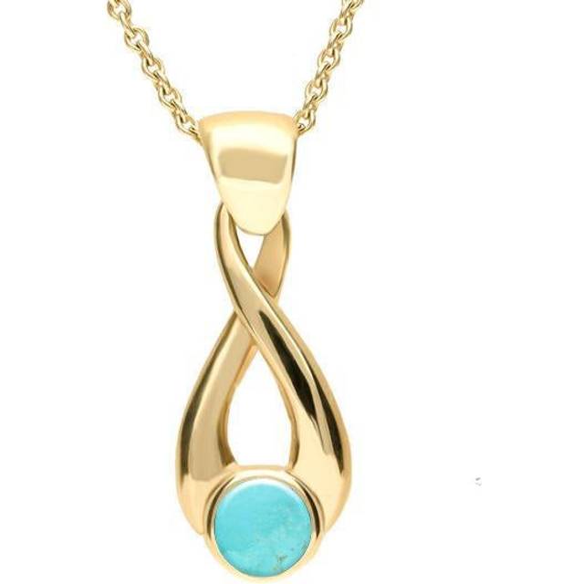 9ct Yellow Gold Turquoise Eternity Loop Necklace - Yellow Gold