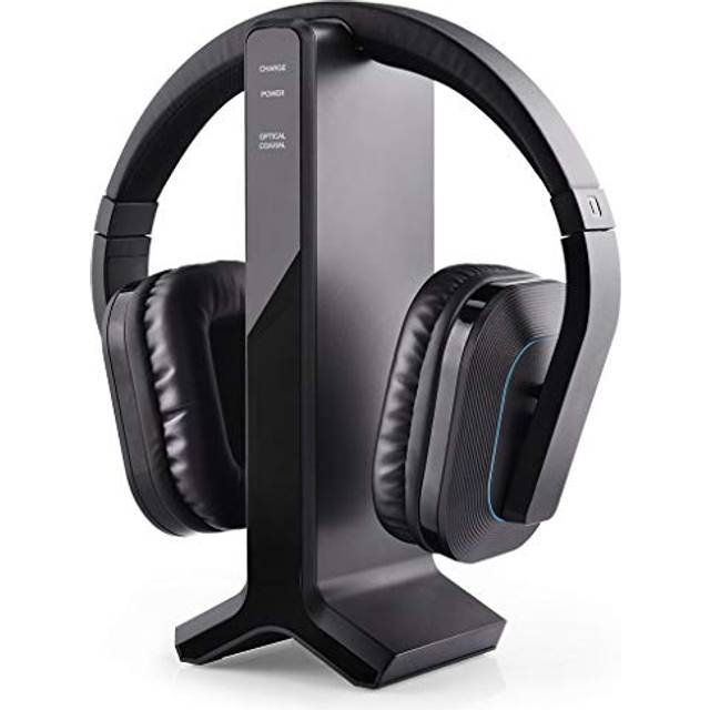 Avantree HT280 trådlösa hörlurar Trådlösa hörlurar för TV-tittande med 2,4G RF-sändarladdningsdocka, högvolymsheadset, idealiskt för seniorer, Plug & Play, 30 m HÖGT RÄCKVIDD