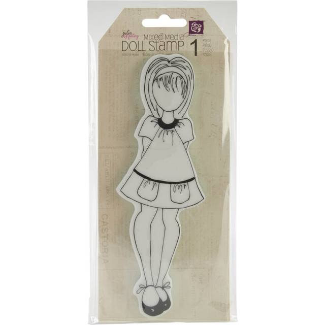 Prima Marketing DOLL9-10150 Mixed Media Doll Cling Rubber Stamps  Doll with Pocket Dress