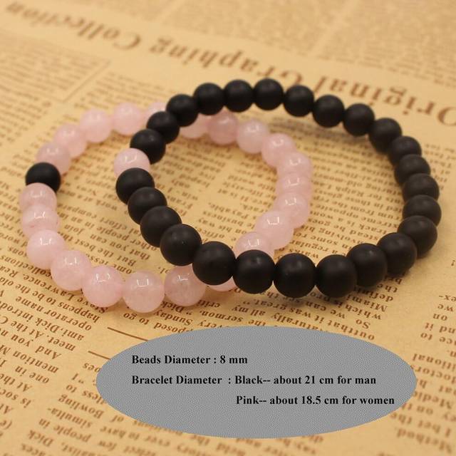 Long Distance Bracelets For Couples, His And Hers Black Onyx Turquoise Forever Stone Bead Bracelet For Lovers