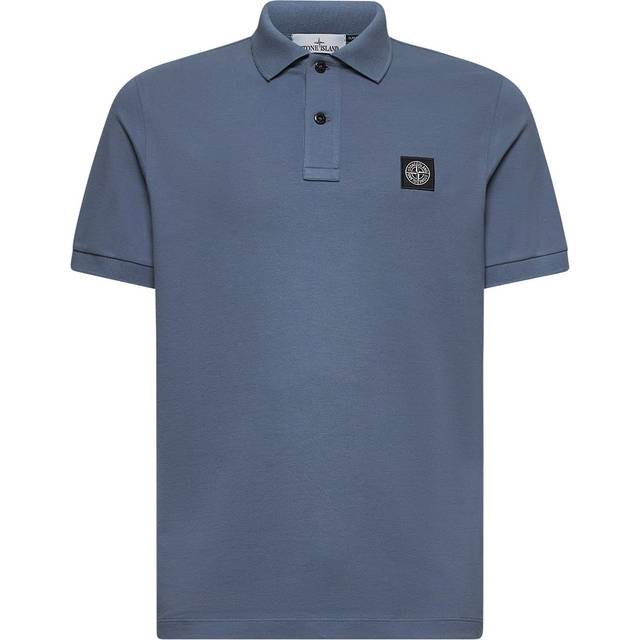 STONE ISLAND | Blue stretch piqué logo patch polo shirt | Man | L - blue (L)