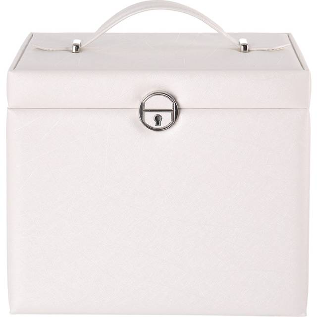 H&O Direct White Multi Tier Jewellery Box with Handle - 23 x 26.5 x 19.8cm