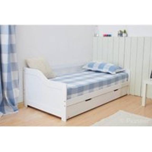 Portland Single White Wooden Day Bed with Trundle and 2 Mattress