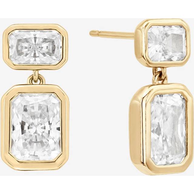 SHASHI Emerald Baguette Drop Earrings