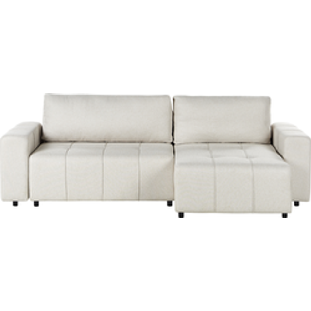 Beliani Left Hand 3 Seater Fabric Corner Sofa Bed With Storage Light Beige Innvik, Brown