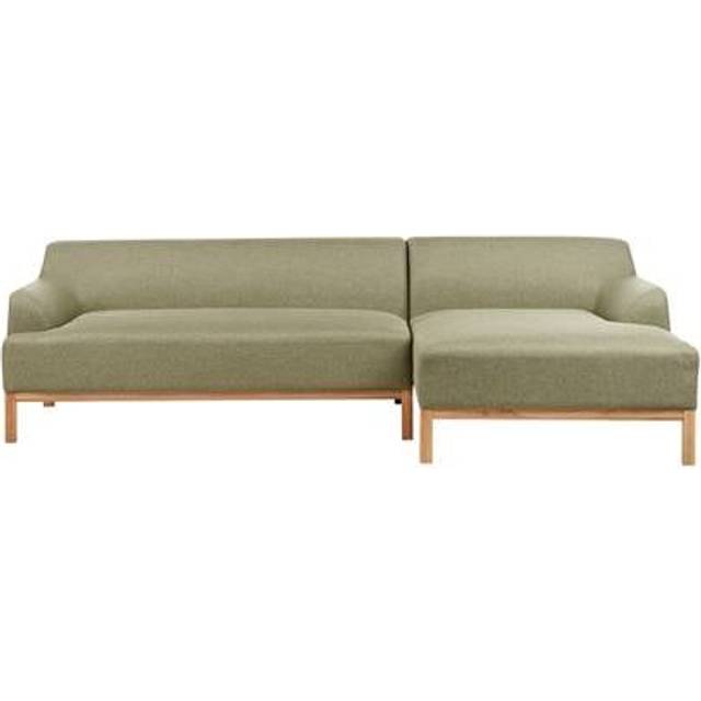 Beliani - Stylish Left Hand Corner Sofa Polyester Fabric Wooden Legs Living Room Olive Green Sosjo
