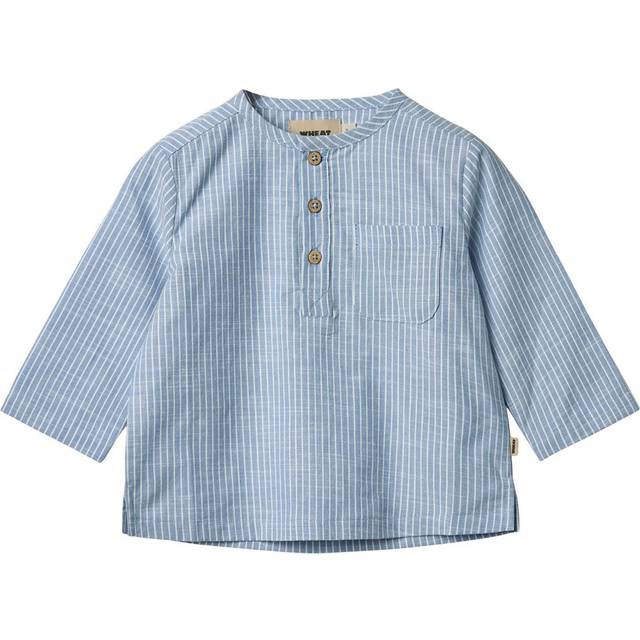 Wheat GOTS Bjørk Skjorta Blue Stripe | Blå | 68 cm