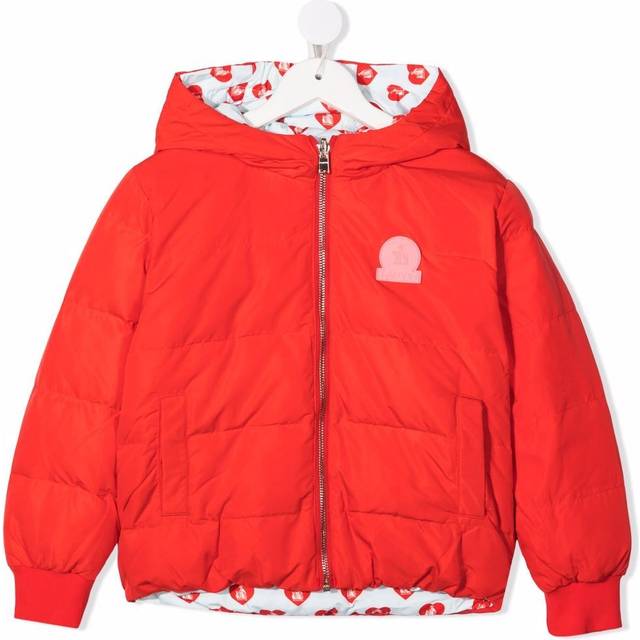 Lanvin Enfant - heart print reversible bomber jacket - kids - Polyester/Feather Down - 8 yrs - Red