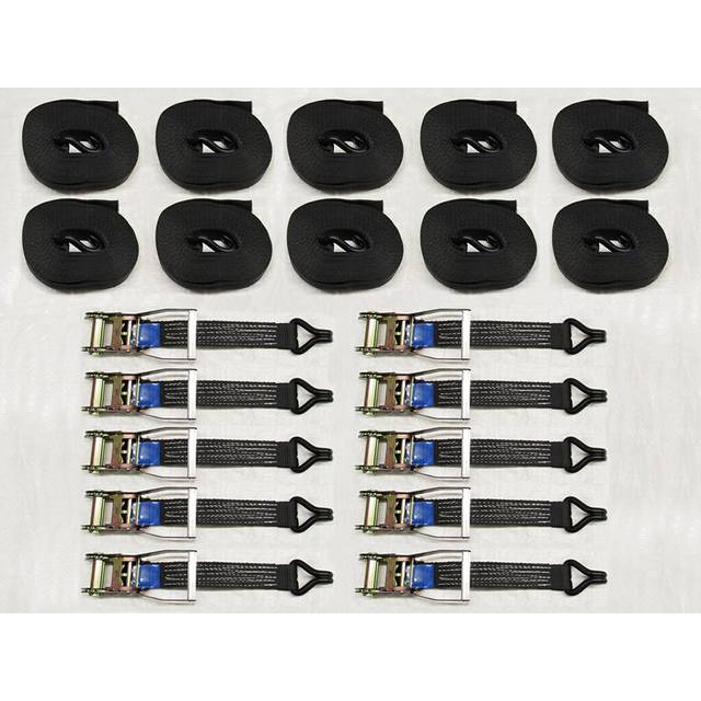 Ratchet Straps 50MM 5T 3M X10 (Tie Down Heavy Duty Claw Hook Black)