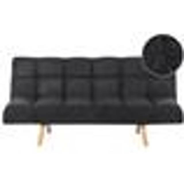 Modern Boucle Sofa Bed Click Clack 2 Seater Adjustable Armrests Black Ingaro