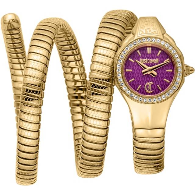Womens Purple Dial Gold Snake 316L Stainless Steel Watch - Metallics - One Size