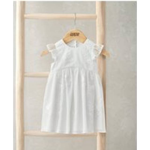 Short Sleeve Embroidered Lace Dress - Floral Print - WHITE - 9-12 Months