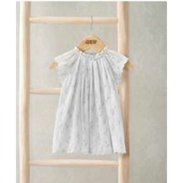 Short Sleeve Dress - Lavender Print - WHITE - 0-3 Months