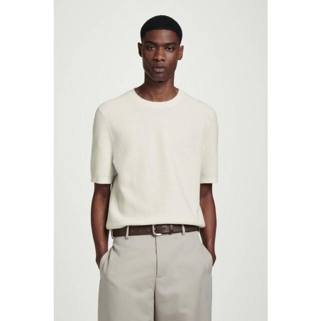 (off-white/XS) Cos Japan Textured Knit Cotton T Shirt