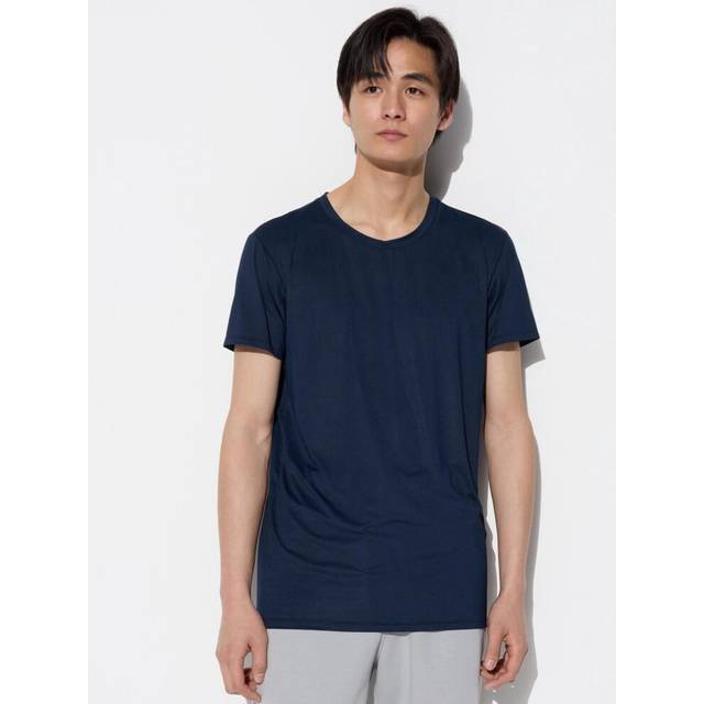 (69 NAVY/L) Uniqlo Japan Airism Crew Neck T  Short Sleeve