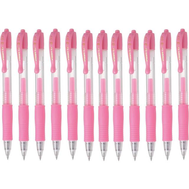 Pilot G2 Retractable Pastel Gel Ink Rollerball Pens  Fine Point 0.7mm  Pink  12 Count