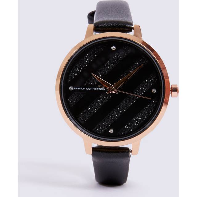 Black Leather Strap Watch Black