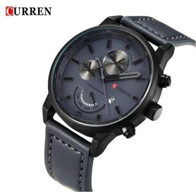 CURREN New Brand Fashion Quartz Men Watch PU Leather W/ Calendar 3ATM Water-resistant Man Casual