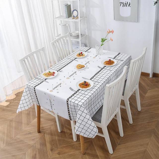 Tablecloth Waterproof Simple Style PEVA Material Decorative Table Cover for Kitchen Dining Room