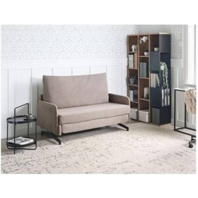 Pull Out Fabric Sofa Bed Polyester Reclining Metal Legs Taupe Belfast