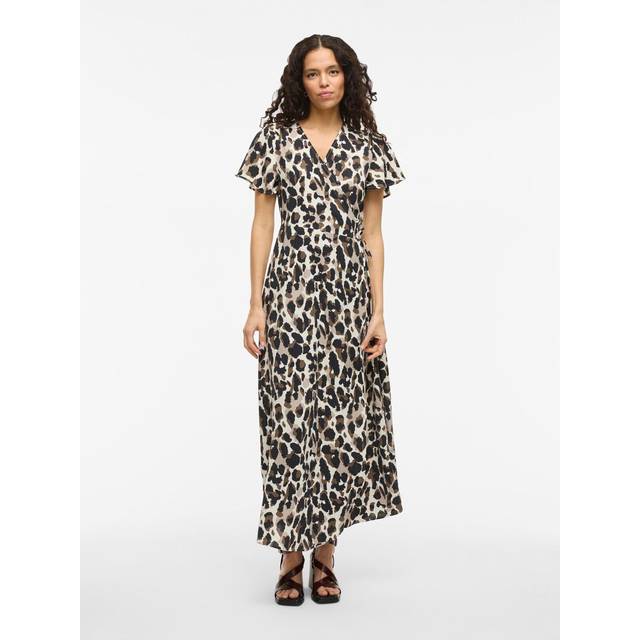 Vila - Maxiklänning Vilovie S/s Wrap Maxi Dress - Grå