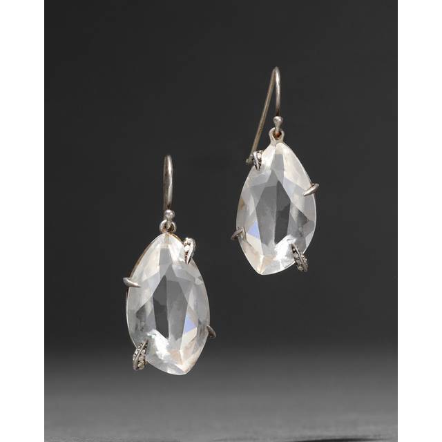 Alexis Bittar Archive Fine Sterling Custom Cut Quartz With Diamond Prong Wire Drop Earrings in Silver  | Statement Jewelry from Alexis Bittar (One Size)