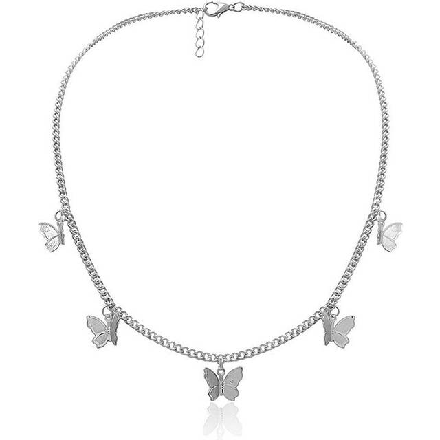 Butterfly Pendant Necklace Men's and Women's Chain Jewelry Exquisite and Small Butterfly Necklace Women Silver Color