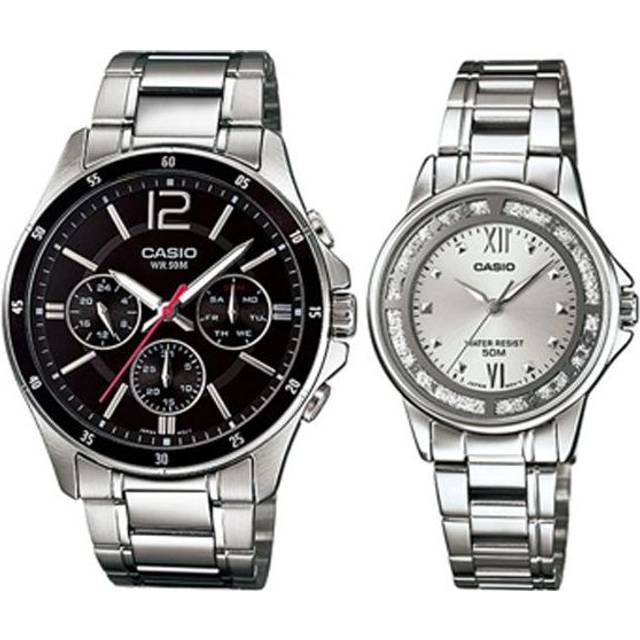 CASIO ENTICER SERIES Series Couple Quartz Waterproof Black/Silver Analog - TO BE CONFIRMED - Free