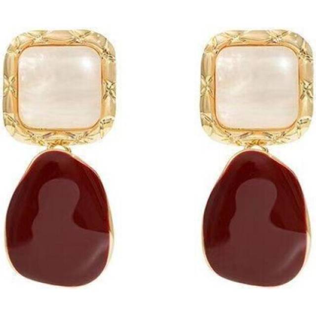 French Retro Elegant Water Drop Wine Red Female Earrings Ladies Earrings Christmas Gift Jewelry