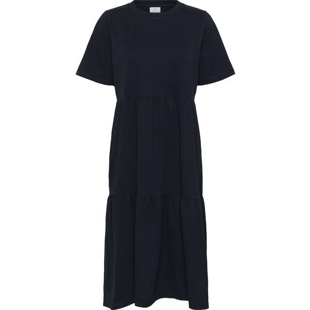 Kaffe Kajudy Short Sleeve Midi Dress In Black - XL