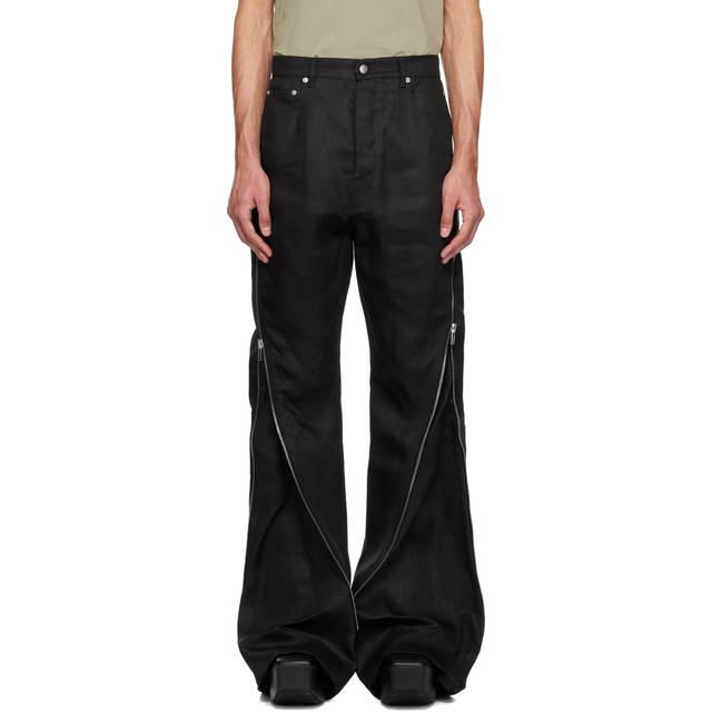 Rick Owens, Byxor, Herr, W28, Linne, Linnebyxor med bananform och dragkedja - black (W28)