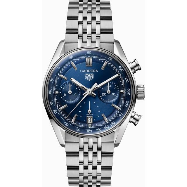 New - TAG Heuer Carrera Chronograph 39 mm Watch - Blue Dial - Steel Band and Case