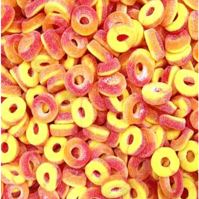 1kg sour peach rings aladdins sweets halal jelly bulk buy party cones candy cart