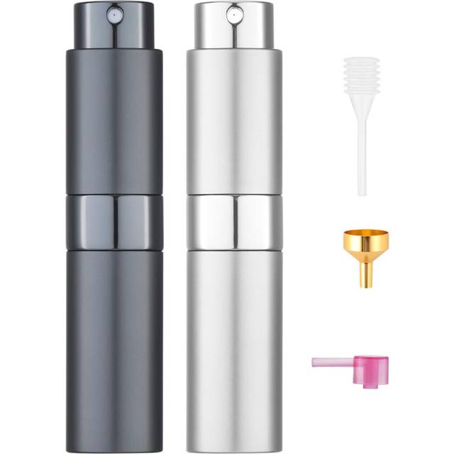 Tekson 8ml Travel Perfume Atomizer Refillable  Mini Cologne Spray Bottle Empty  Small Aftershave Portable Sprayer for Liquid Dispenser (Grey&Sliver)